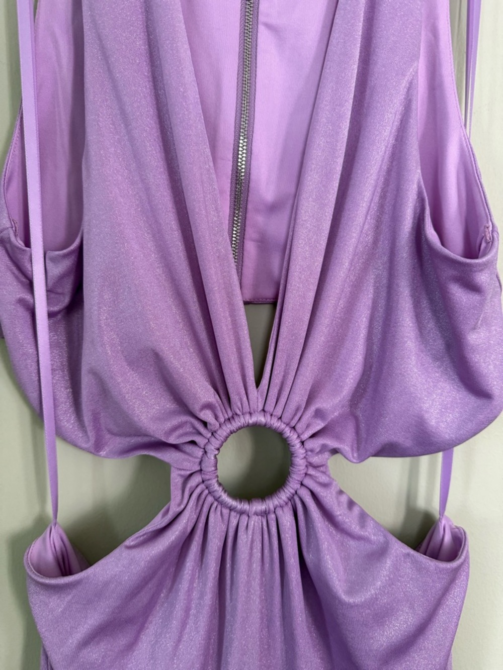 Aqua Lavender Evening Gown with Front Ring Accent - Picture 2 of 7